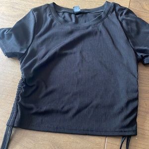adjustable black crop shirt